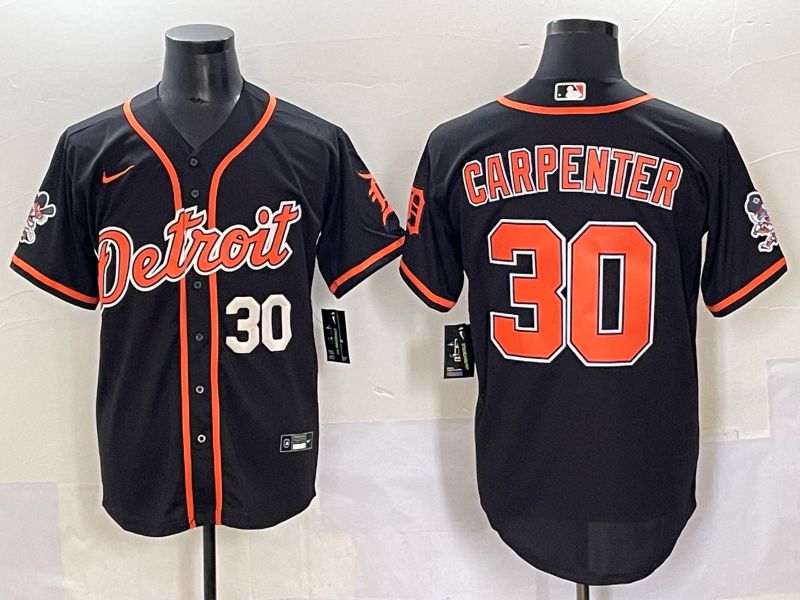 Men 2025 Detroit Tigers #30 Carpenter Black Joint Name Nike MLB Jersey style 4
